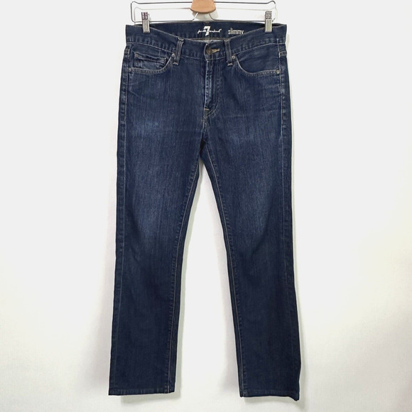 7FAMK Mens Slimmy Jeans Straight 30 x 30 Blue Casual Trendy Work Designer - Picture 1 of 9